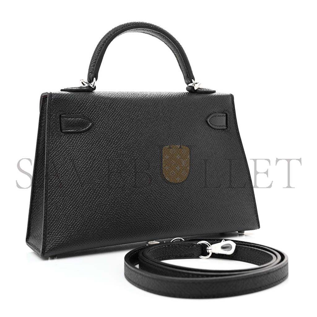 H**mes epsom mini kelly sellier 20 black silver buckle (19*12*5.5cm)
